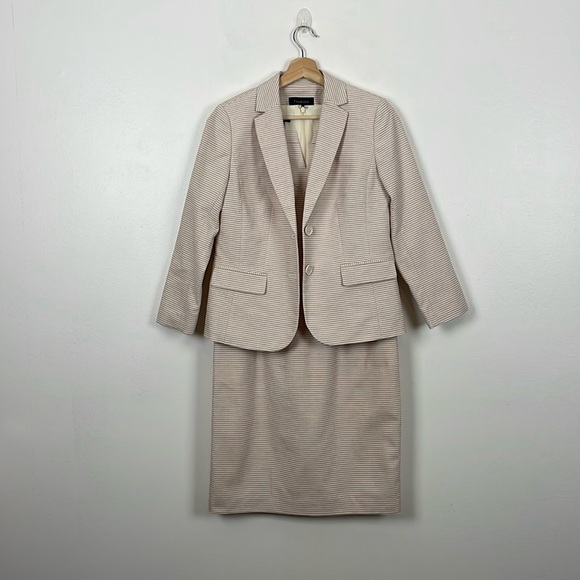 Talbots Striped Dress Suit Womens 2 Lined Sleeveless Zip Closure Cotton Blend - Picture 1 of 15
